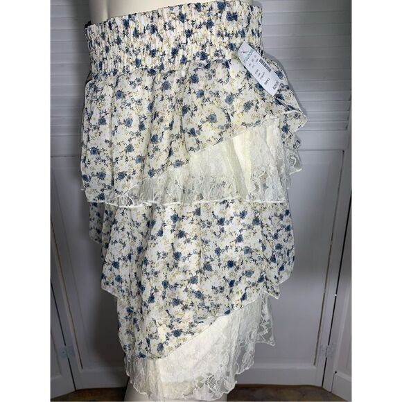 NWT Maurices Floral Cottagecore Chiffon Layered Lace Mini Skirt Small - Picture 2 of 12